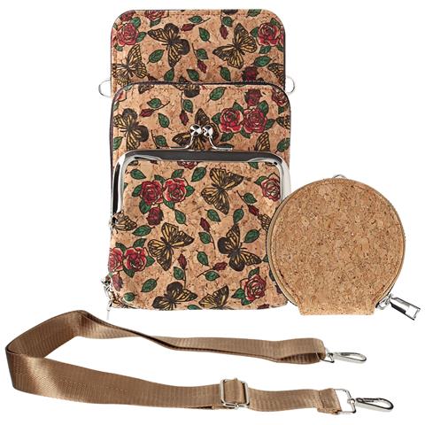 Borsello Sughero, Collezione Natureprint Chiusure A Zip E A Scatto - Foto 1