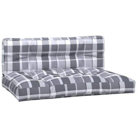 Cuscini Per Pallet 2 Pz Grigi A Quadri In Tessuto - Foto 2