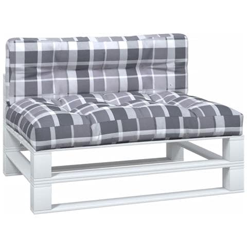 Cuscini Per Pallet 2 Pz Grigi A Quadri In Tessuto - Foto 3