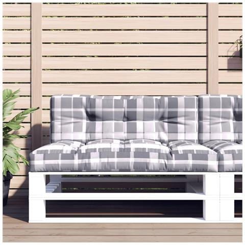 Cuscini Per Pallet 2 Pz Grigi A Quadri In Tessuto - Foto 1