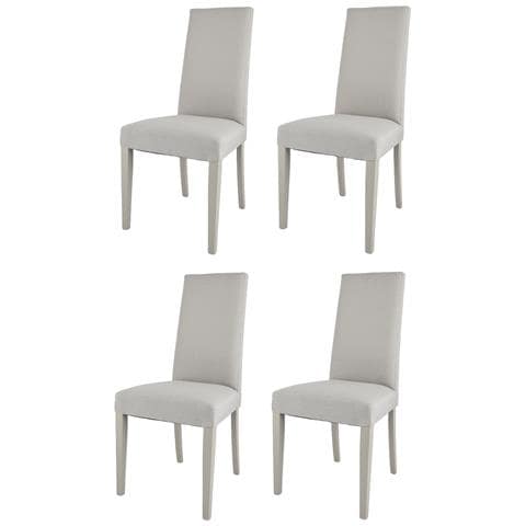 Set 4 Sedie Betty In Legno Di Faggio, Seduta E Schienale Imbottiti E Rivestiti In Tessuto Color Grigio Perla - Foto 1