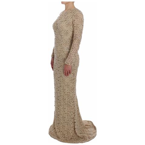 Abito Lungo Tubino In Pizzo Floreale Beige - It40-s - Foto 2