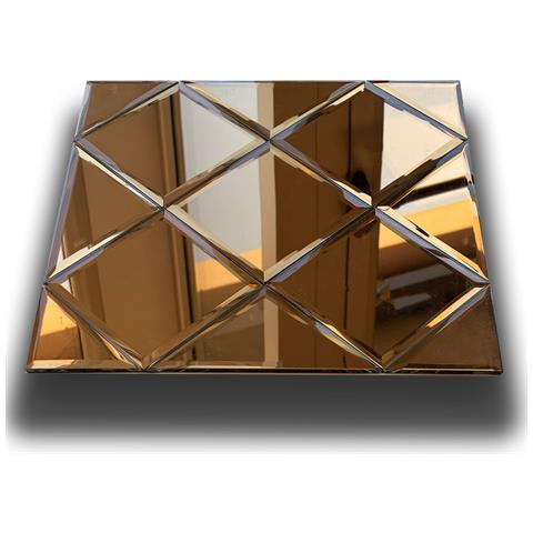 Top Di Gamma! Piastrella Autoadesiva In Vetro Lucido Rombi 30x30cm (sp. 3mm) Color Oro, Idrofobo. - Foto 1