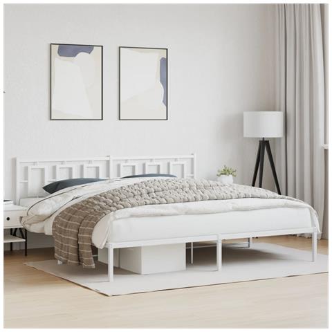 Giroletto Con Testiera Metallo Bianco 193x203 Cm - Foto 1