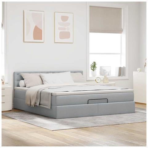 Struttura Letto Pouf Con Materasso 180x200 Cm In Tessuto - Foto 3