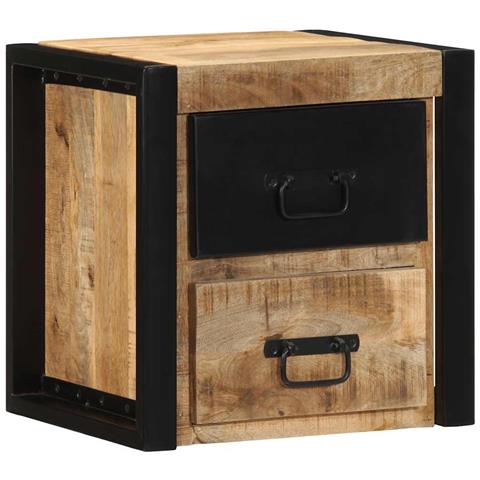 Comodino 40x35x40 Cm In Legno Grezzo Massello Di Mango - Foto 1