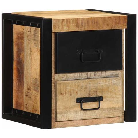 Comodino 40x35x40 Cm In Legno Grezzo Massello Di Mango - Foto 3