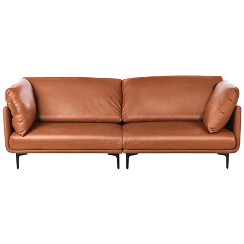 Divano 3 Posti Revsnes Pelle Sintetica Marrone Dorato - Foto 2