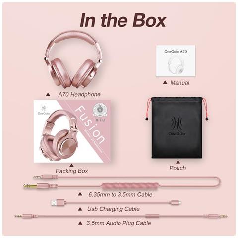 Fusion A70 Hi-Res Cuffie DJ Wireless, Cavo e Microfono Rose Gold - Foto 3