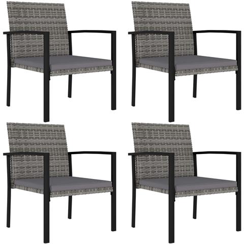 Lusso Casadino - Sedie Da Pranzo Per Giardino 4 Pz In Polyrattan Grigio - Foto 2