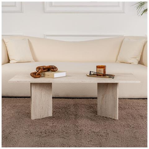 Topi Tavolino Rettangolare Effetto Travertino 119x60cm - Foto 2