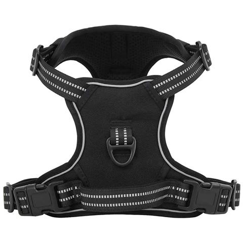 Pettorina per Cani con Strisce Riflettenti Regolabile Nera M - Foto 1