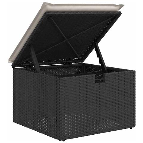 Set di divano da giardino da 7 pezzi con cuscini neri in polirattan - Foto 9