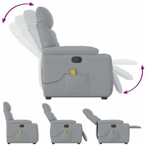 Poltrona Alzapersona Massaggi Reclinabile Grigio Chiaro Tessuto - Foto 9