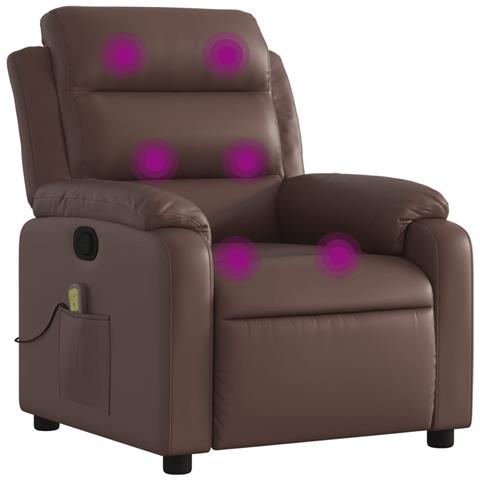 Poltrona Massaggiante Reclinabile marrone in Similpelle - Foto 1