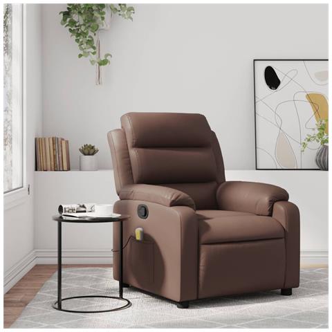 Poltrona Massaggiante Reclinabile marrone in Similpelle - Foto 2