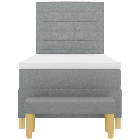 Letto a Box Spring con Materasso e Panchina Grigio Chiaro 90x190 cm Tessuto - Foto 9