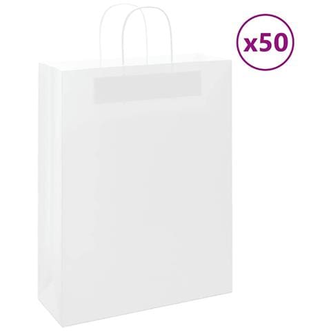 Sacchetti di Carta 50 pz con Manici Bianchi 32x12x42 cm - Foto 1