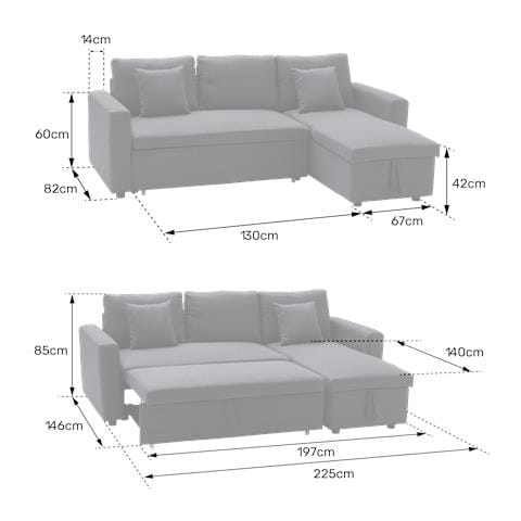 Clarkdivano Letto Angolare A 3 Posti Blu - Foto 2