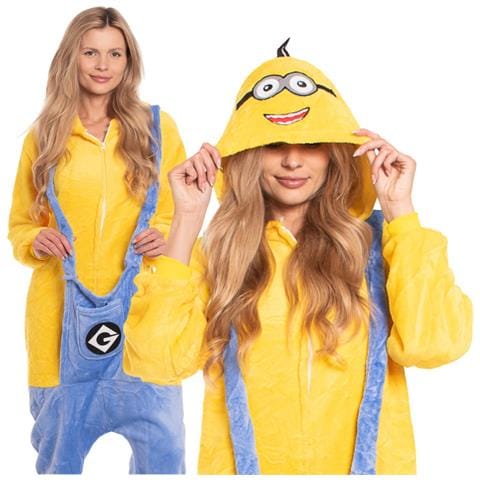 Pigiama Da Donna Tuta Kigurumi Onesie Costume Minion Giallo 145-155 S - Foto 1