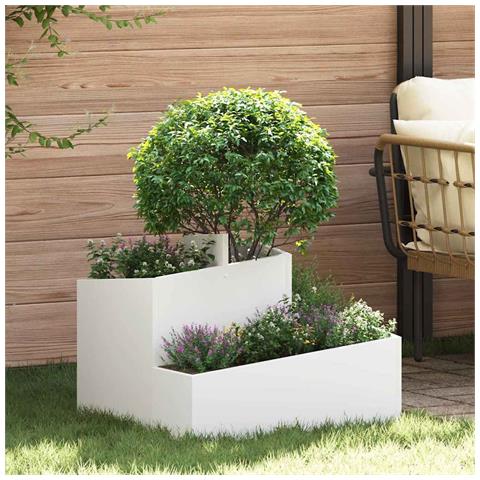 Vaso da giardino Bianco 60 x 60 x 50 cm Acciaio - Foto 2