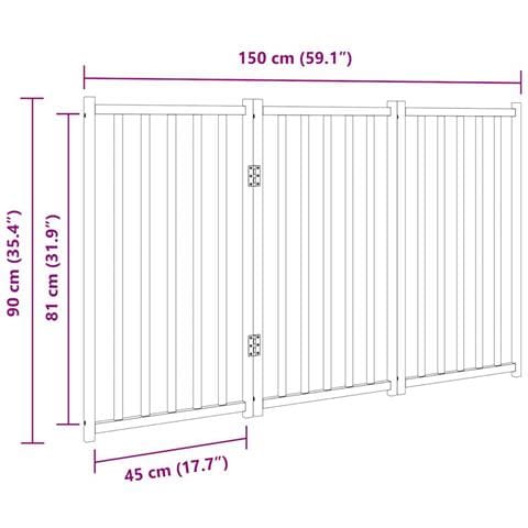 Cancello Cani Pieghevole 3 Pannelli Bianco 150cm Massello Abete - Foto 9