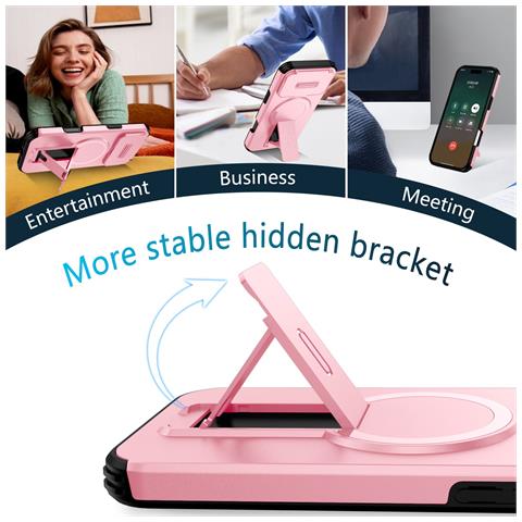 Custodia Magnetica 2-in-1 Compatibile Con Iphone 17 Pro Max Con Finestra Scorrevole E Supporto Pink - Foto 2