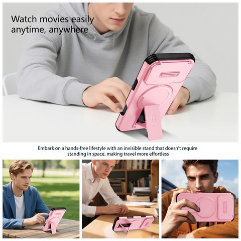 Custodia Magnetica 2-in-1 Compatibile Con Iphone 17 Pro Max Con Finestra Scorrevole E Supporto Pink - Foto 7