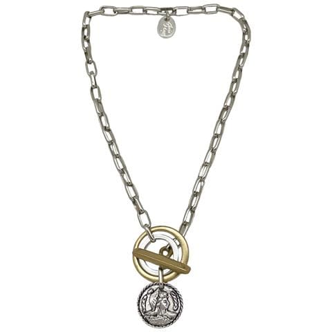 Collana Mista In Argento Con Chiusura A Barra D'oro E Moneta D'argento - Foto 1