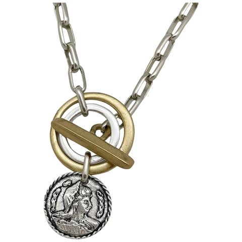 Collana Mista In Argento Con Chiusura A Barra D'oro E Moneta D'argento - Foto 2