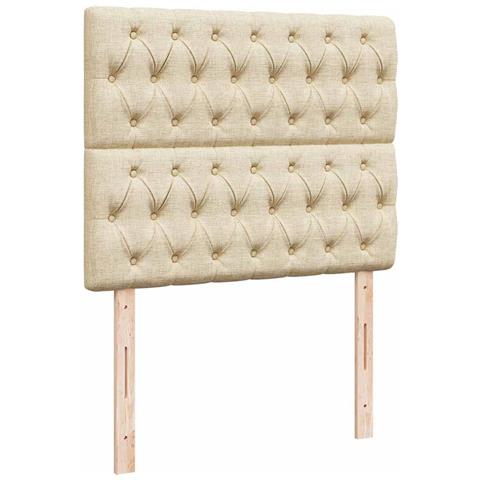Struttura Letto Pouf con Materasso Crema 120x200 cm in Tessuto - Foto 8