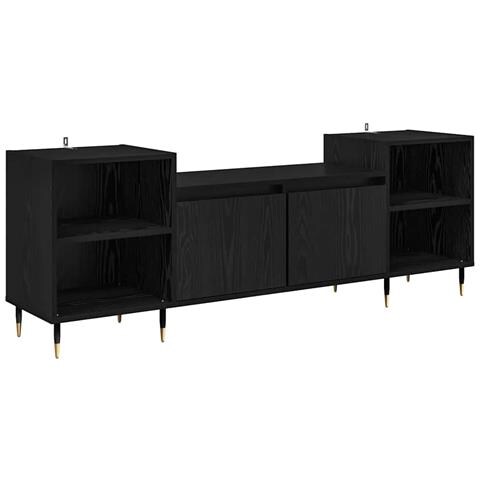 Mobile TV Rovere Nero 160 x 35 x 55 cm Legno multistrato - Foto 1