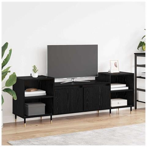 Mobile TV Rovere Nero 160 x 35 x 55 cm Legno multistrato - Foto 2