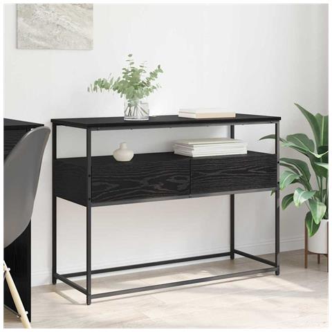 Tavolo consolle Rovere Nero 100 x 40 x 75 cm Legno multistrato - Foto 2