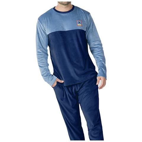 Pigiama Uomo Mu3 In Velluto Girocollo A Maniche Lunghe - Foto 2