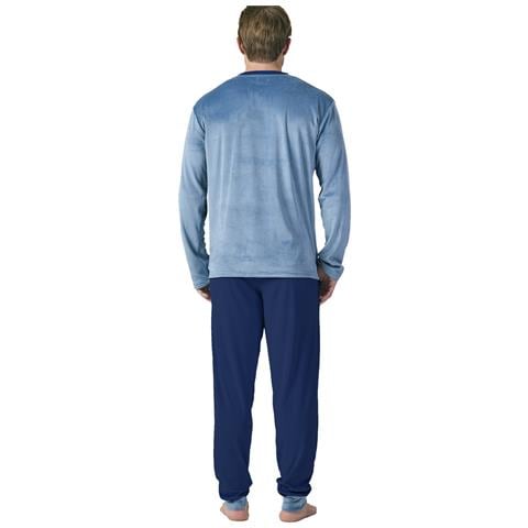 Pigiama Uomo Mu3 In Velluto Girocollo A Maniche Lunghe - Foto 3