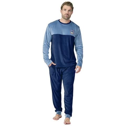 Pigiama Uomo Mu3 In Velluto Girocollo A Maniche Lunghe - Foto 1