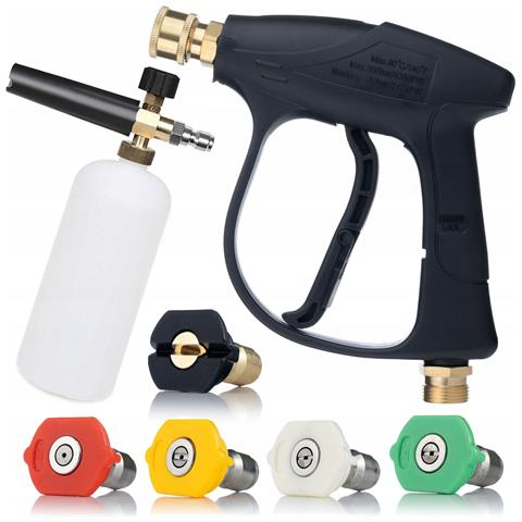 Set Pistola Per Idropulitrice 4350psi 22mm - 5 Ugelli + Schiumogeno 1000ml | Alta Pressione, Ergonomia, Durata | Accessori Pulizia - Foto 1