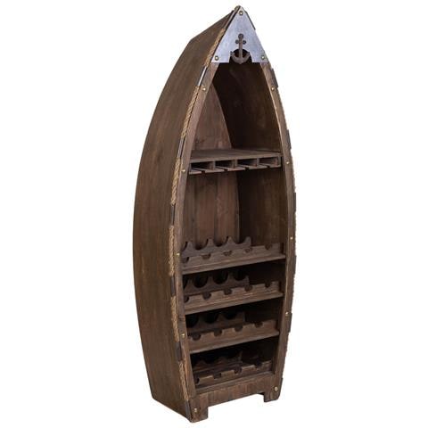 Portabottiglie In Legno E Metallo Marrone 61x31x154h Cm - Foto 1
