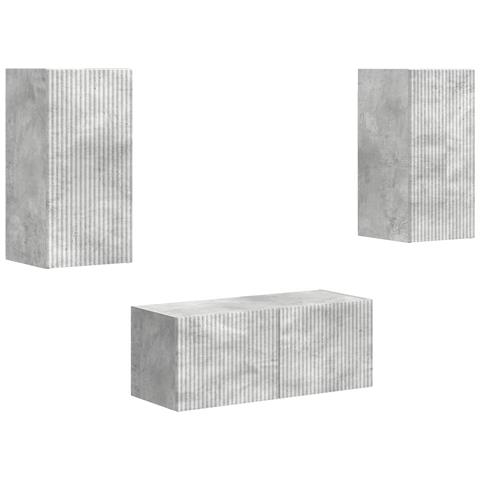 Set mobile TV 2 pcs Grigio cemento Legno multistrato - Foto 1