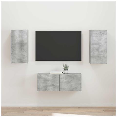 Set mobile TV 2 pcs Grigio cemento Legno multistrato - Foto 2
