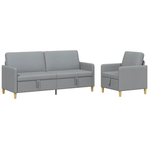 Set di Divani con Storage 2 pcs Grigio Chiaro Poliestere - Foto 1