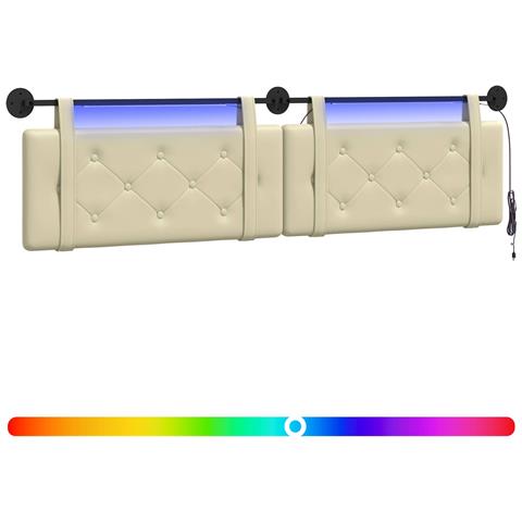 Testiera sospesa Con luce LED Crema Similpelle - Foto 1