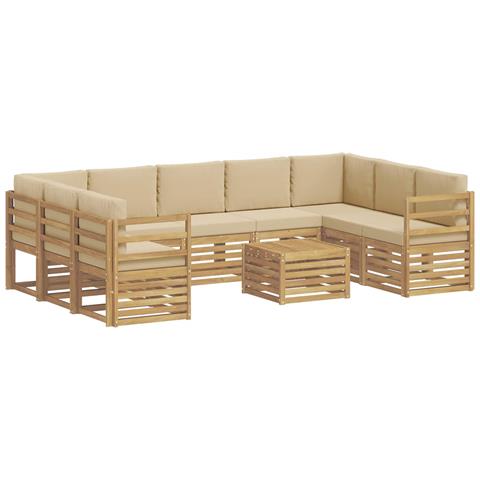 Set divani 10 pcs Bianco e Beige 59 x 59 x 37 cm Poliestere - Foto 1