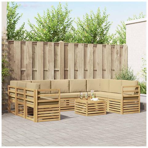 Set divani 10 pcs Bianco e Beige 59 x 59 x 37 cm Poliestere - Foto 2