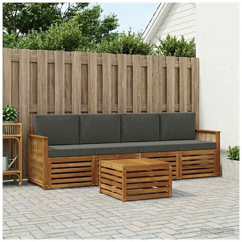 Set di divani da esterno con cuscino 5 pcs Naturale e Antracite - Foto 2