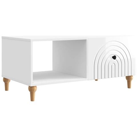 Tavolino da salotto Bianco Lucido 90 x 50 x 40 cm - Foto 1
