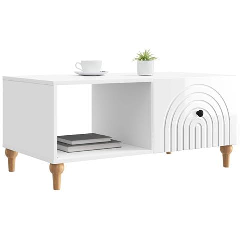 Tavolino da salotto Bianco Lucido 90 x 50 x 40 cm - Foto 2