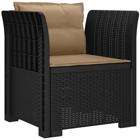 Poltrona a 1 Posto con Cuscini Aspetto Rattan PP Antracite - Foto 1