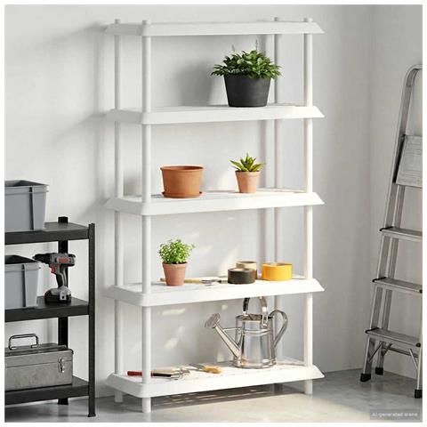 Unità di scaffalatura 5 livelli 100 x 40 x 177 cm PP Bianco - Foto 2